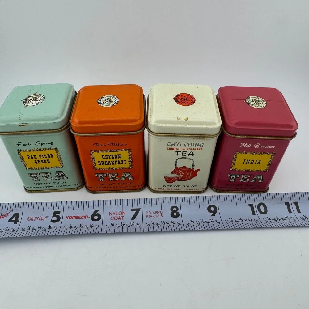 John Wagner & Sons Vintage Tea Tins Set 4 Multicolor Kitchen Decor Advertising